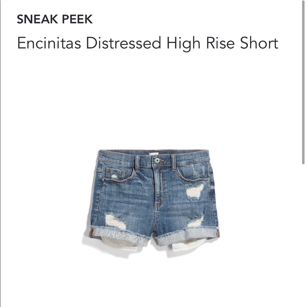 Distressed denim high rise shorts